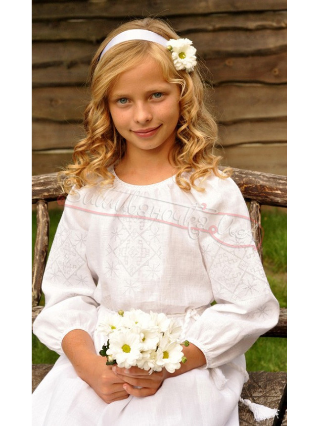 White children's long dress ДП10