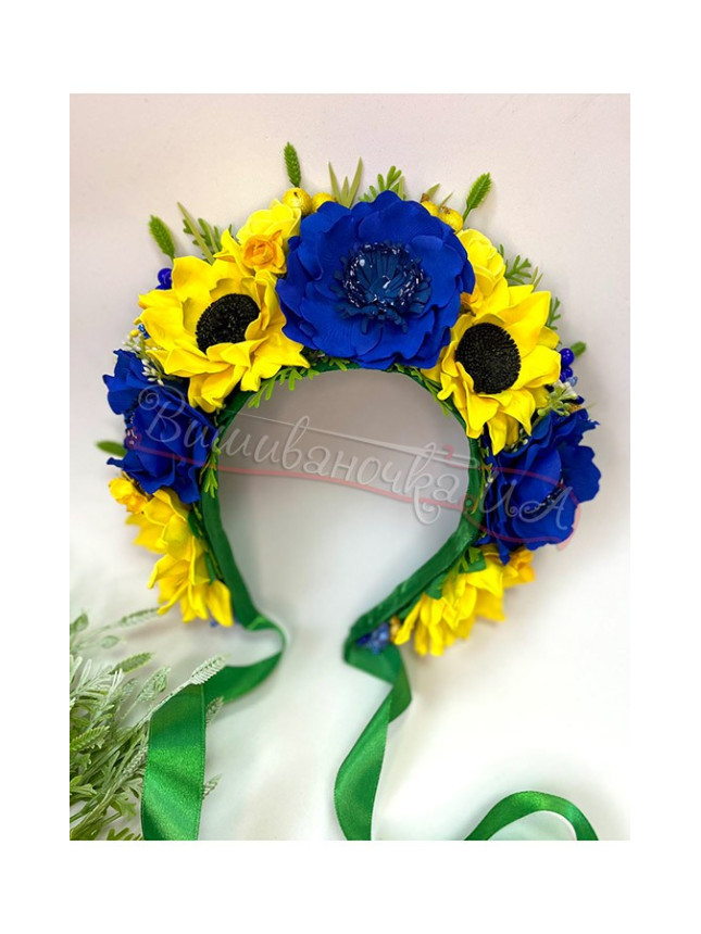 Flower crown in blue-yellow tones В15