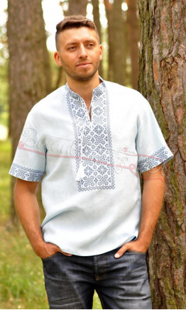 Linen vyshyvanka with short sleeves м07к