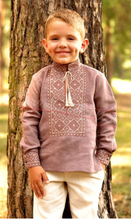 Children's vyshyvanka for a boy ДМ07 colour Brown