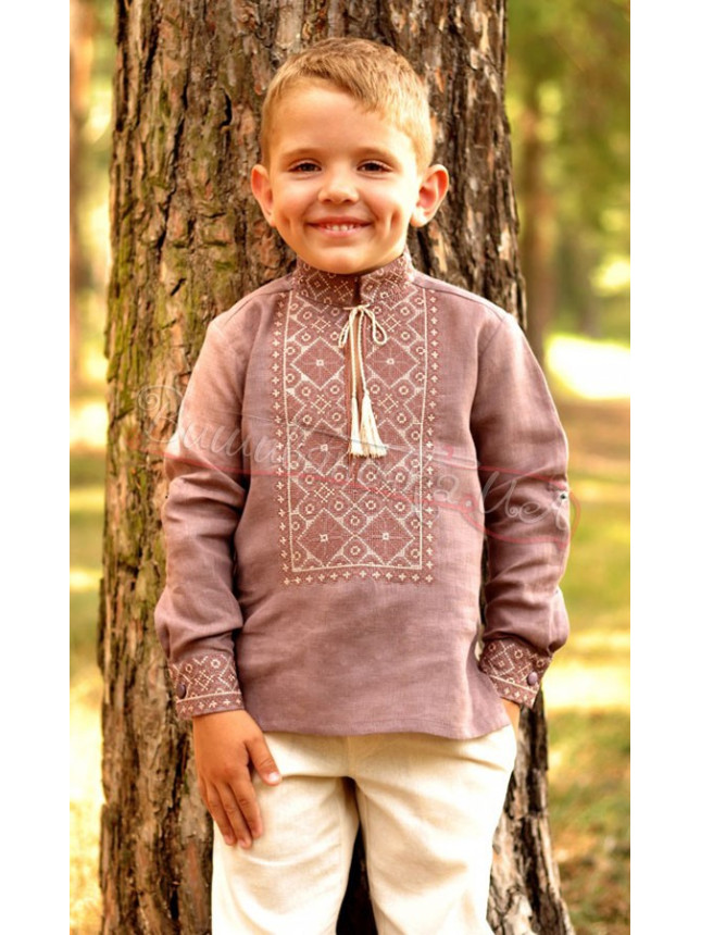 Children's vyshyvanka for a boy ДМ07 colour Brown size 110