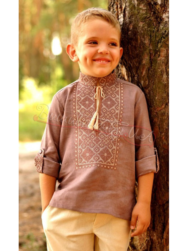 Children's vyshyvanka for a boy ДМ07 colour Brown size 110