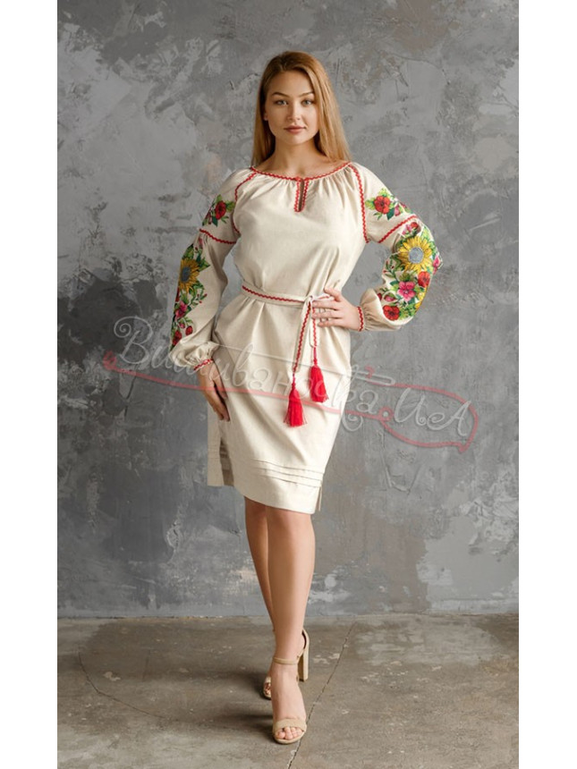 Dress with embroidered sunflowers 4556С