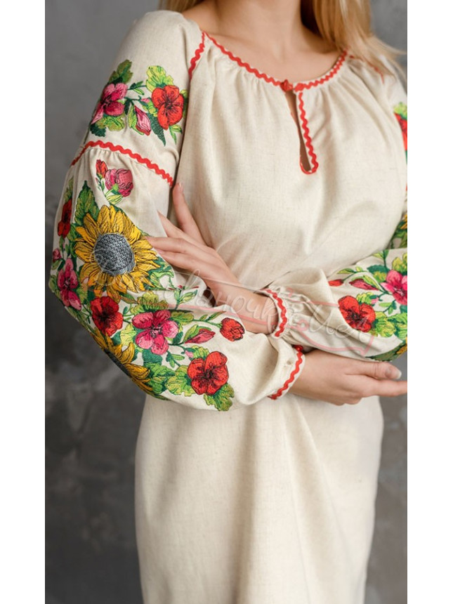 Dress with embroidered sunflowers 4556С
