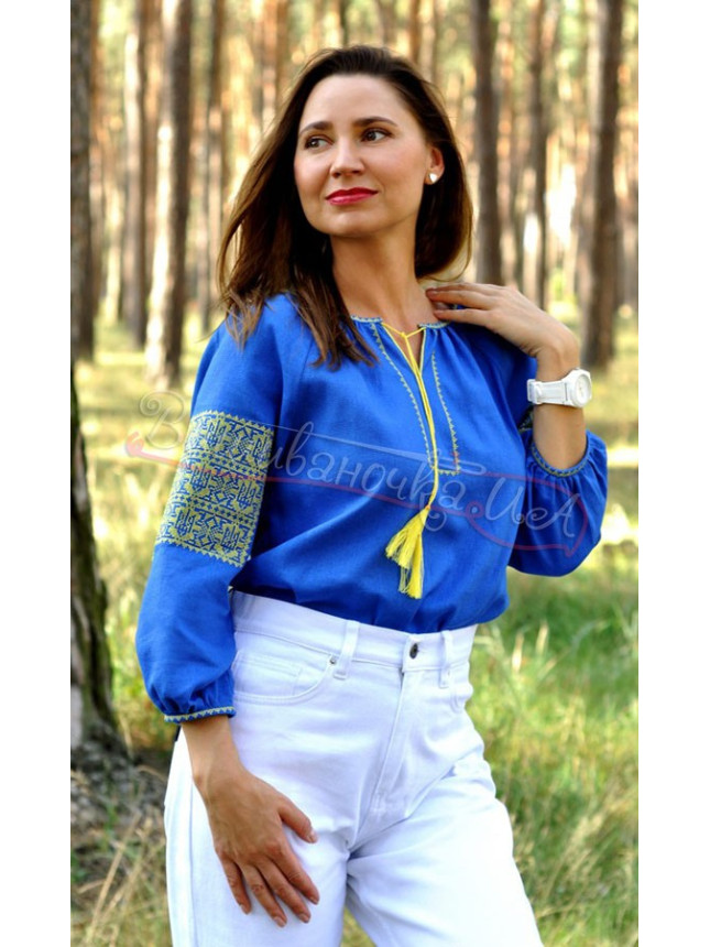 Vyshyvanka with patriotic embroidery Ж22 size 50