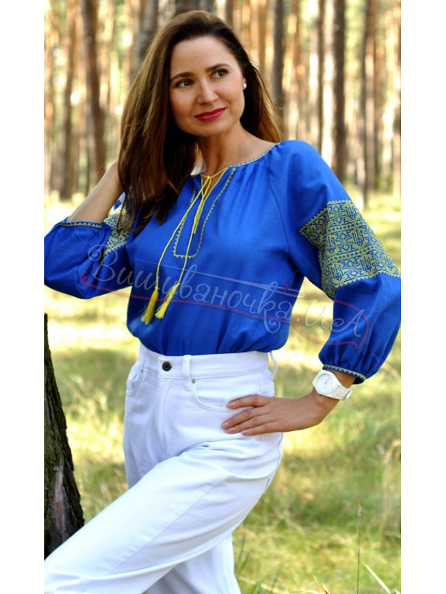 Vyshyvanka with patriotic embroidery Ж22 size 50