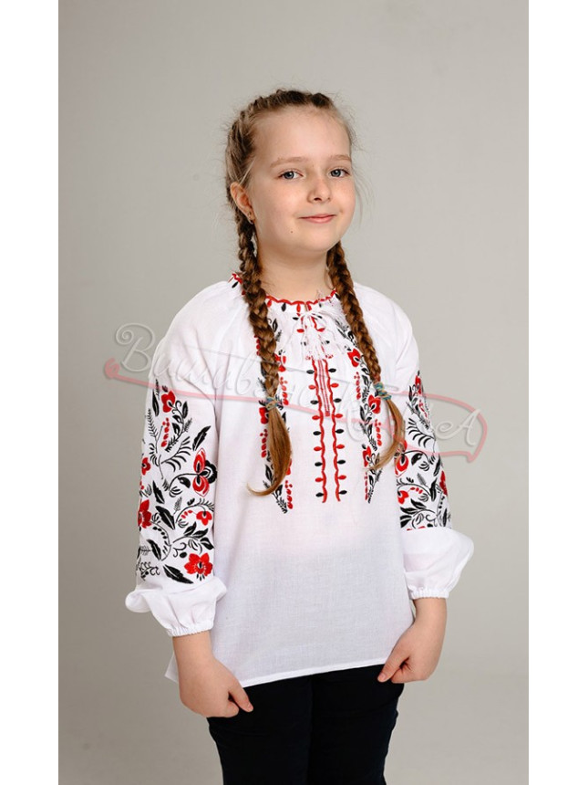 Children's blouse with satin stitch embroidery 949-3