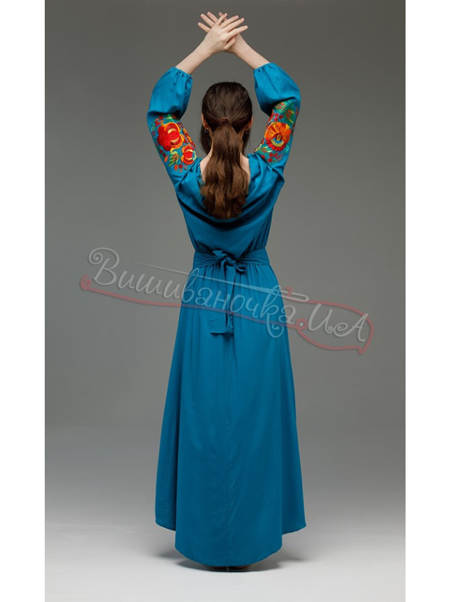 Women's dress with Petrykivka pattern 7502