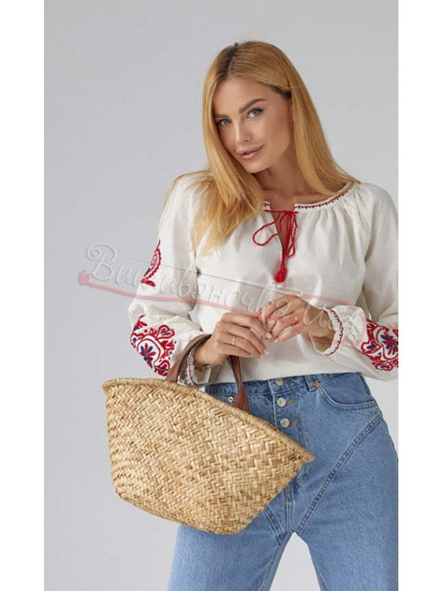 Blouse with satin stitch embroidery 0104 size M