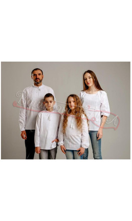 Family set of vyshyvankas white on white 7440