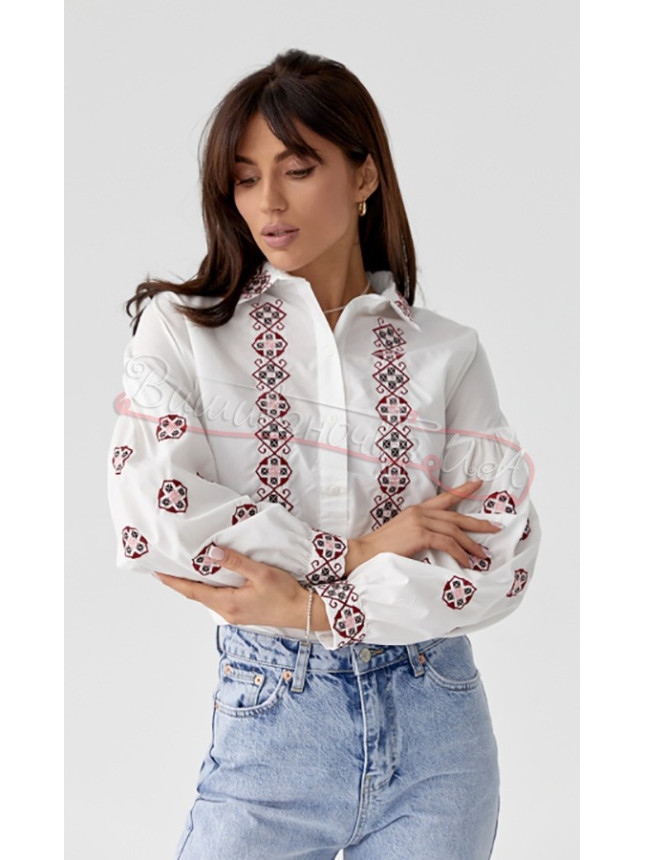 Shirt with embroidery with buttons 1366