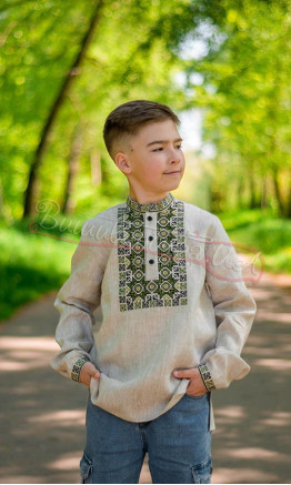 Вишита сорочка з льону 4442