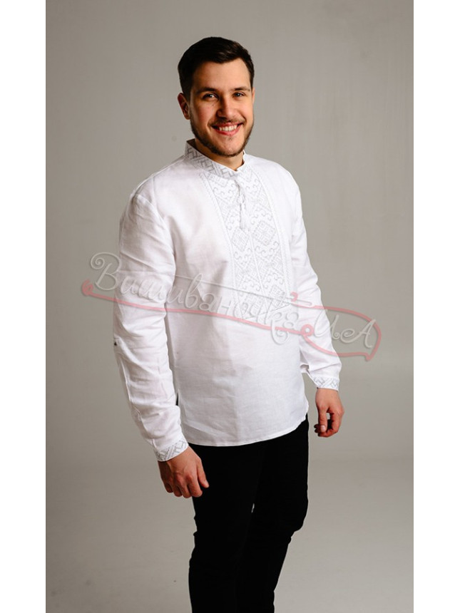 Men's vyshyvanka with a buttoned cuff 341-2+ colour Beige size 48