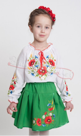 Вышиванка для девочки с маками 4318