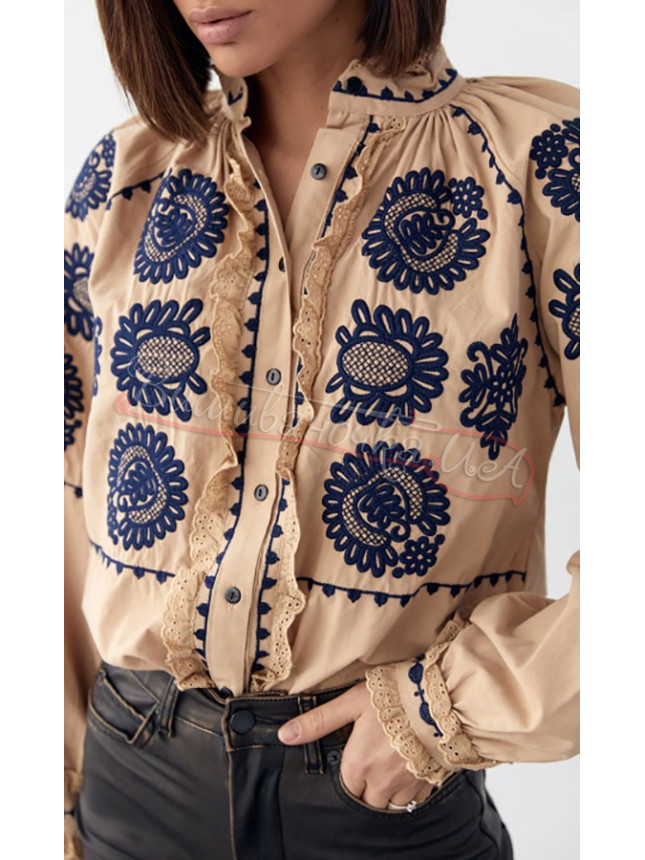 Embroidered women's blouse with buttons 5596 size S