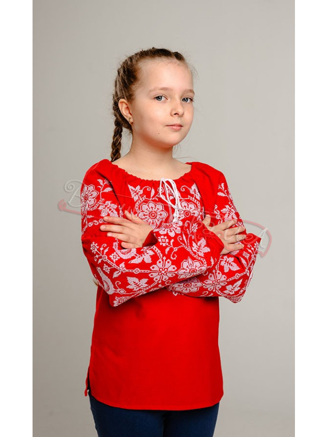 Красная вышиванка для девочки 950-8 размер 110