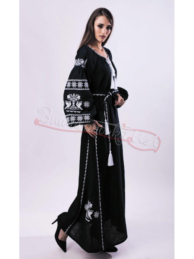 Women's black dress in linen 1539