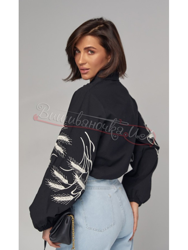 Women's blouse with wheat ears on sleeves 05603