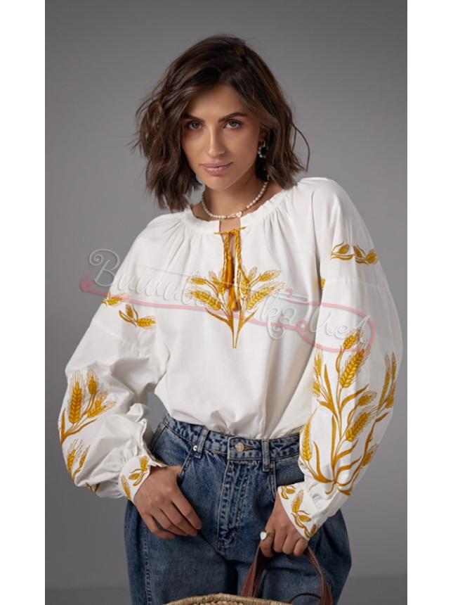 Women's shirt with embroidered wheat ears 5674 size M