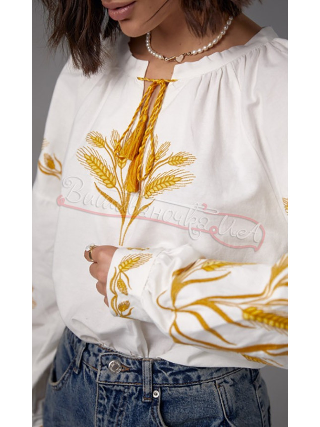 Women's shirt with embroidered wheat ears 5674 size M