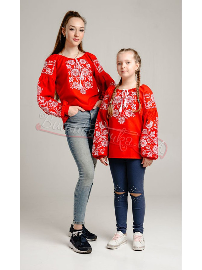 Bright women's vyshyvanka 550-10 colour Red size 50