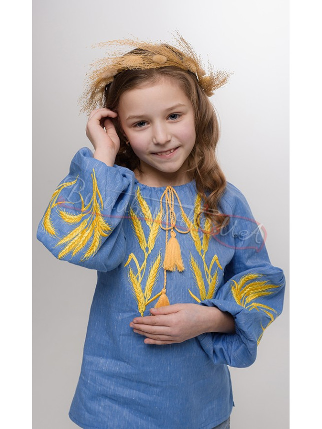 Children's vyshyvanka with embroidered wheat ears 952-6