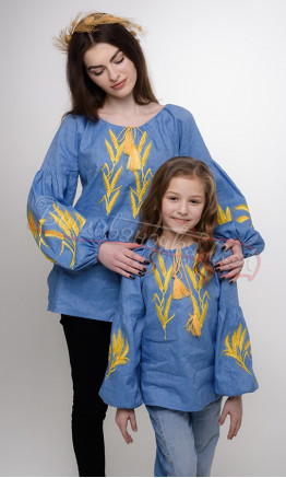 Women's blouse with embroidered wheat ears 252-6
