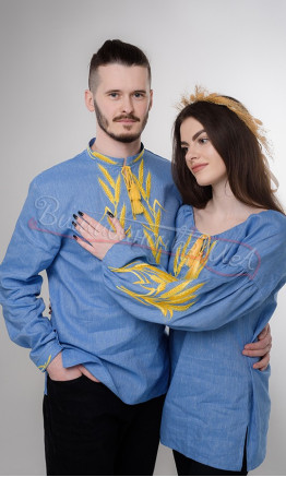 Women's blouse with embroidered wheat ears 252-6