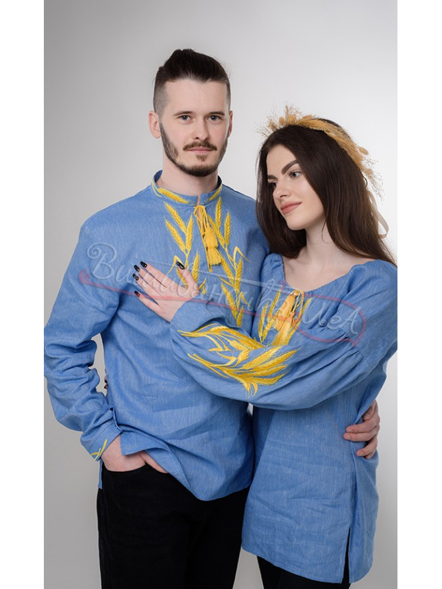 Women's blouse with embroidered wheat ears 252-6