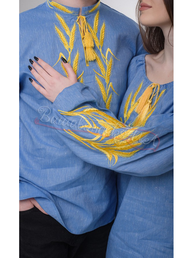 Women's blouse with embroidered wheat ears 252-6
