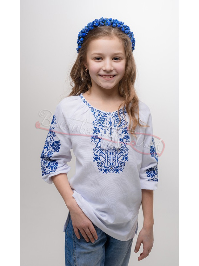 Vyshyvanka for a girl with blue pattern 917-3С size 152
