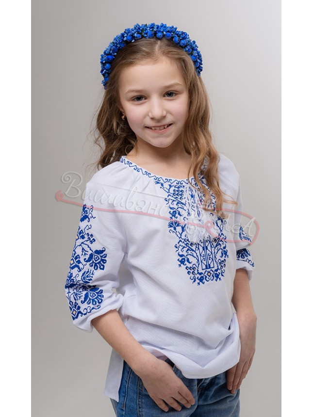 Vyshyvanka for a girl with blue pattern 917-3С size 152