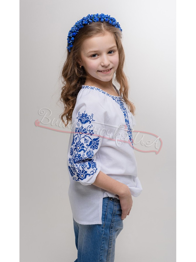 Vyshyvanka for a girl with blue pattern 917-3С size 152