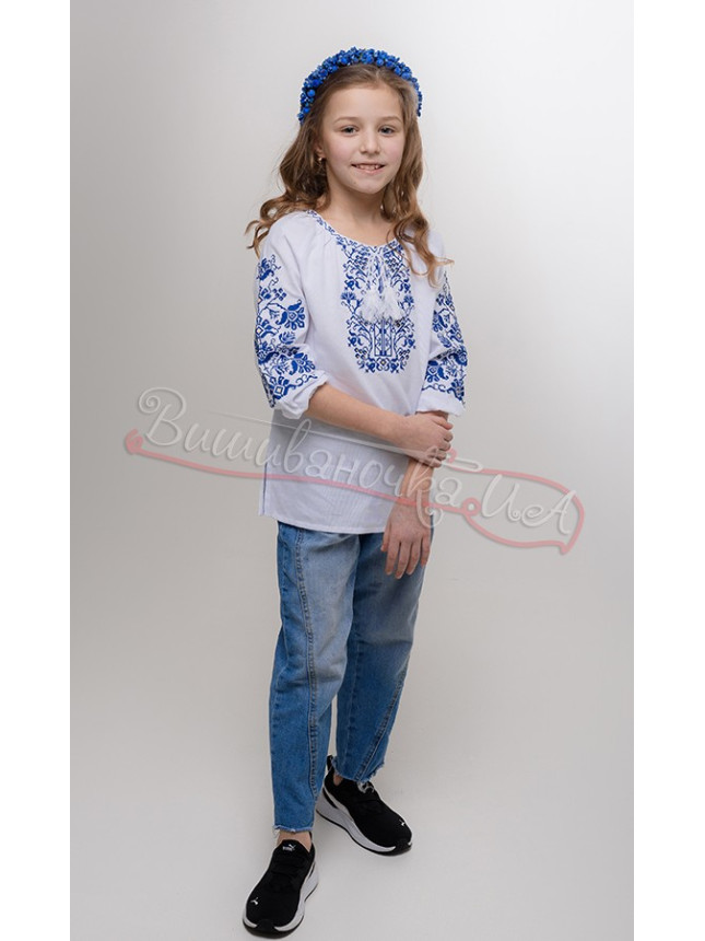 Vyshyvanka for a girl with blue pattern 917-3С size 152