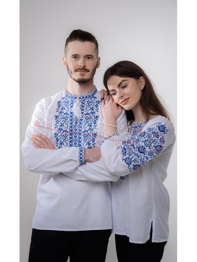 Men's vyshyvanka, blue pattern 317-3С size 46