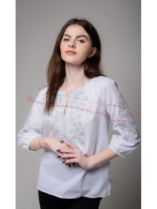 Women's vyshyvanka, grey pattern 517-1 size 48