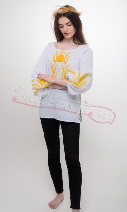 Women's blouse with embroidered wheat ears 212-6