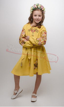 Bright children's little dress in yellow 844-1