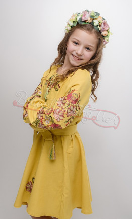 Bright children's little dress in yellow 844-1