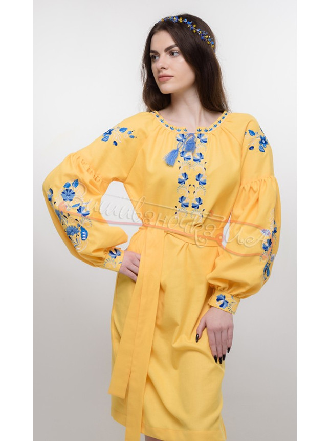 Women's dress in yellow 119-8 size 50