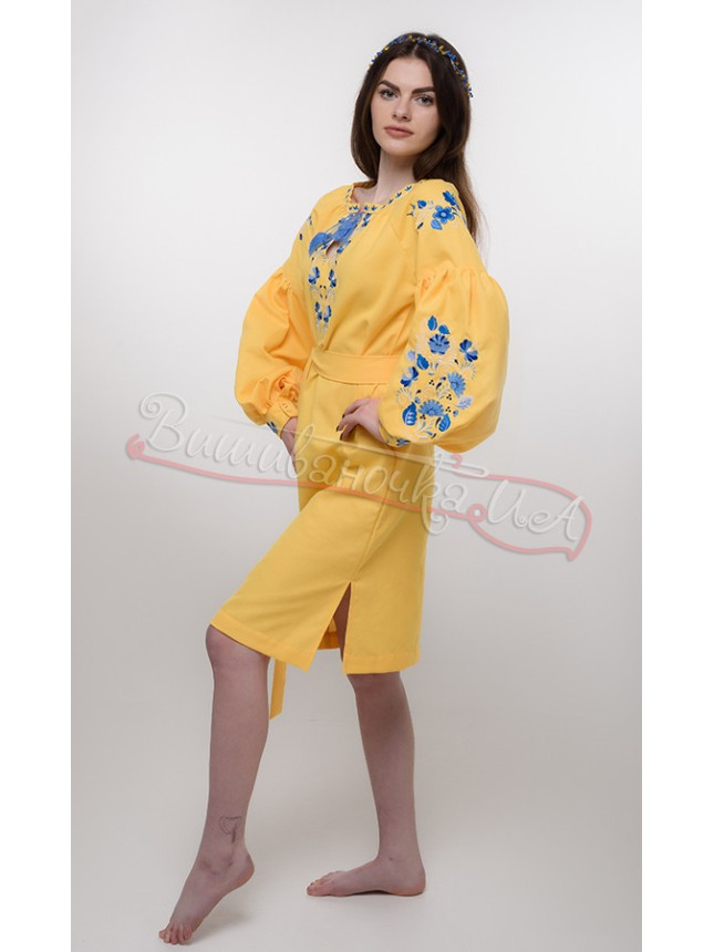 Women's dress in yellow 119-8 size 50