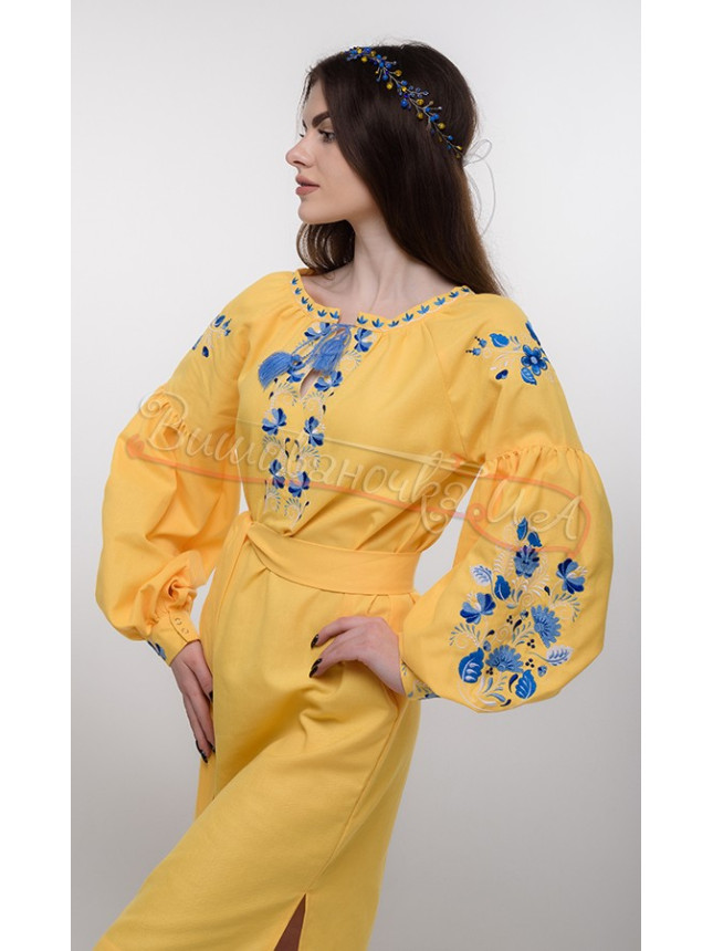 Women's dress in yellow 119-8 size 50