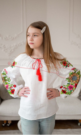 Вышиванка для девочки с подсолнухами 4344