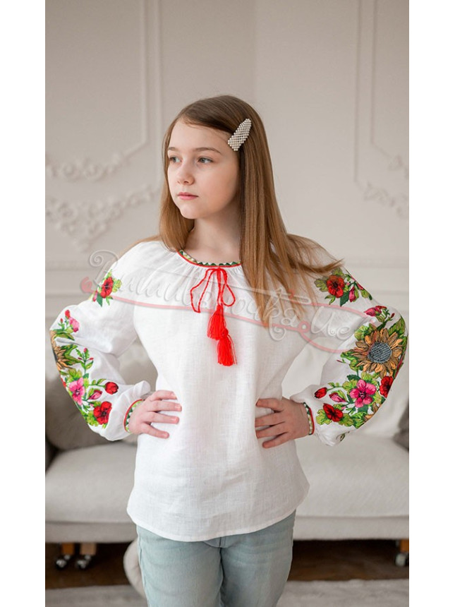 Вышиванка для девочки с подсолнухами 4344