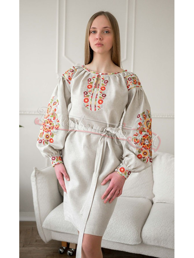 Women's dress in natural linen 4634-К