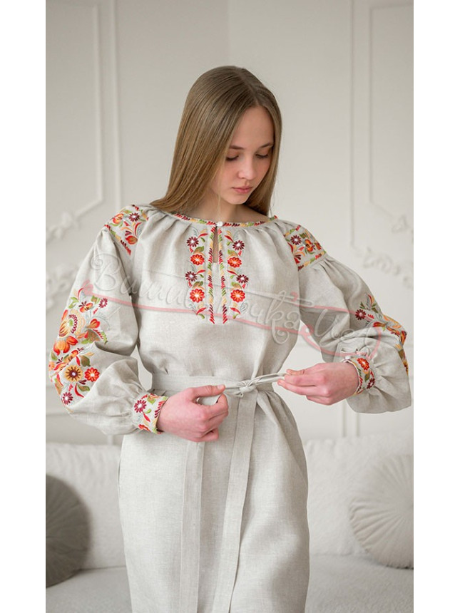 Women's dress in natural linen 4634-К