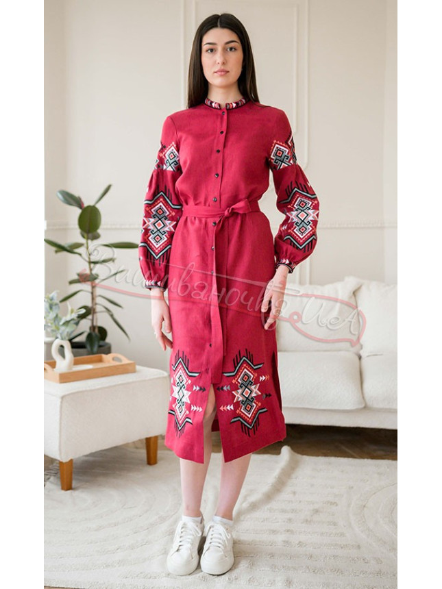 Embroidered dress with buttons 4646 size 46