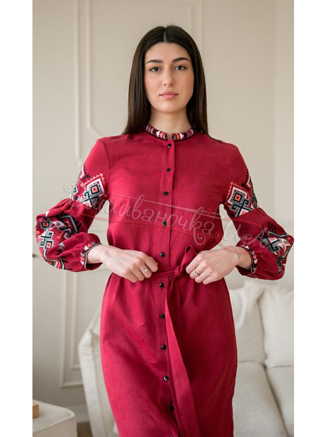 Embroidered dress with buttons 4646 size 46