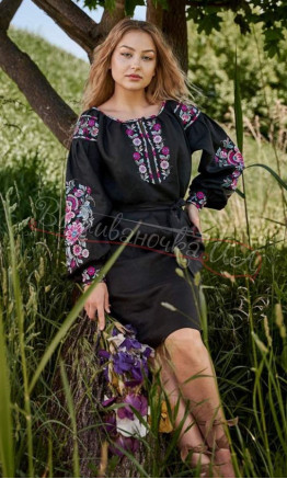 Black linen dress 4506-К