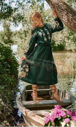 Зелена вишита сукня 4532-к